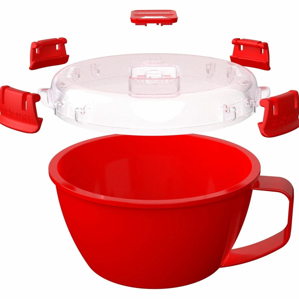 Sistema Set of 4 Microwave Noodle Bowls Red - Picture 5 of 6